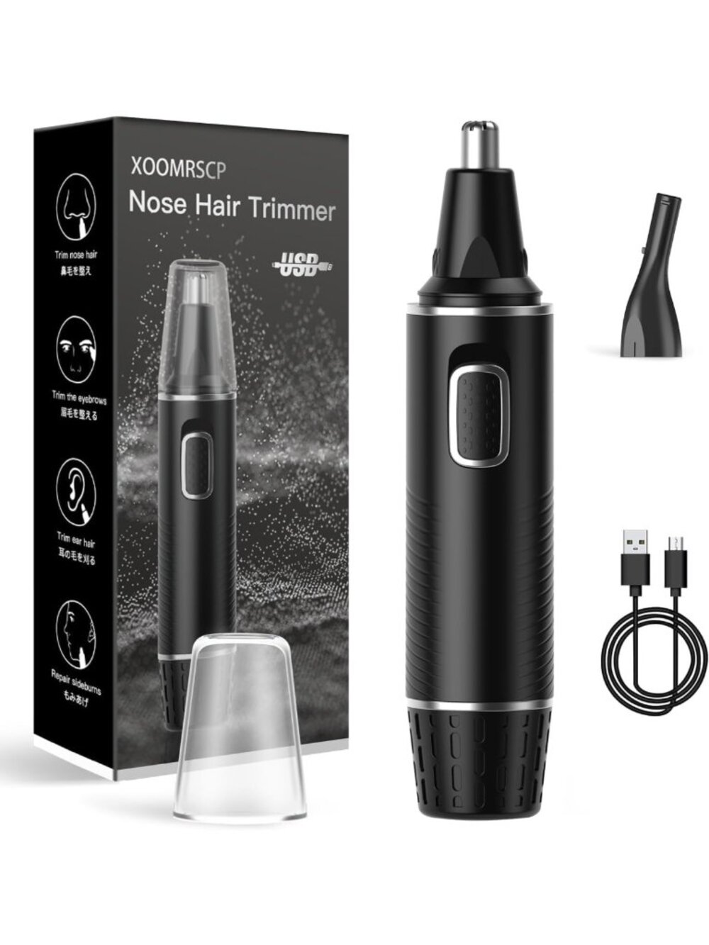 Rechargeable 2-in-1 Nose & Ear Hair Trimmer - Painless, Waterproof, Dual-Edge